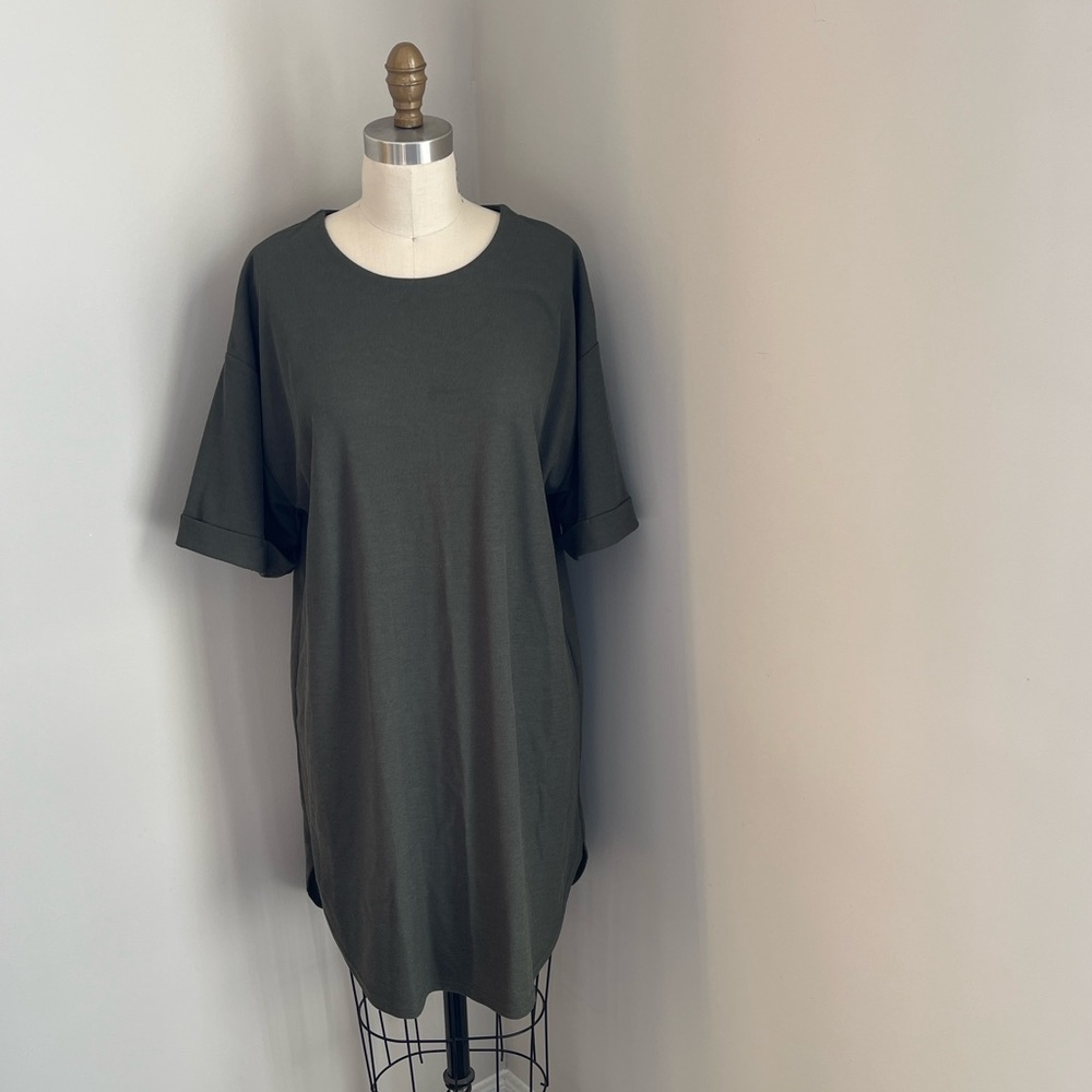 Francaise Japan Women's Green Crew Neck Pullover Dress Tunic Shirt M